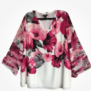 Alfani Woman Size 3X Pull-on Top Blouse Tunic Lined bodice White Pink Gray Black